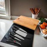 Wooden Chopping Board With 5-Pcs Knife Set for Modern Kitchen - Premium Quality