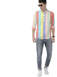 Men's Color Block Spread Collar Casual Shirt
